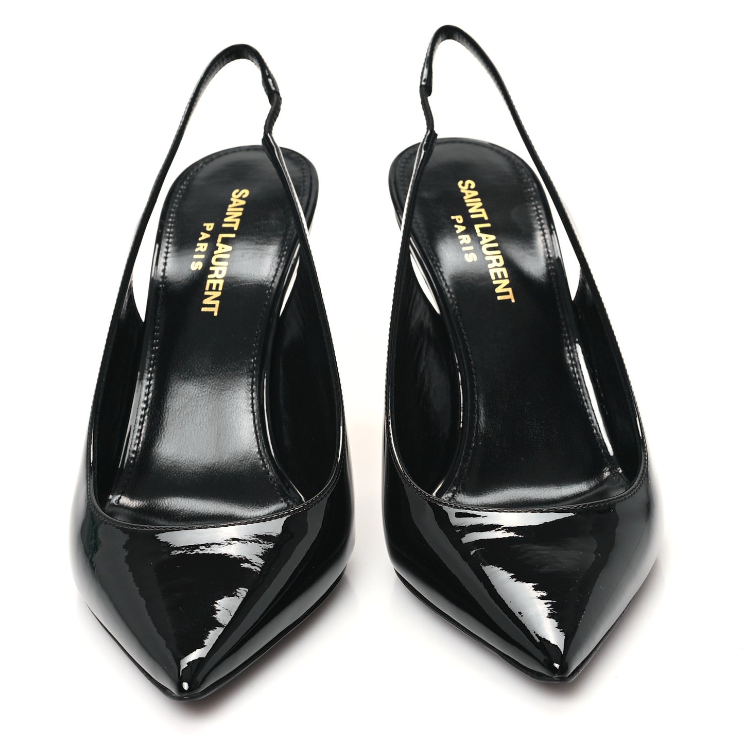 Patent Opyum 85 Slingback Pumps 36 Black Gold