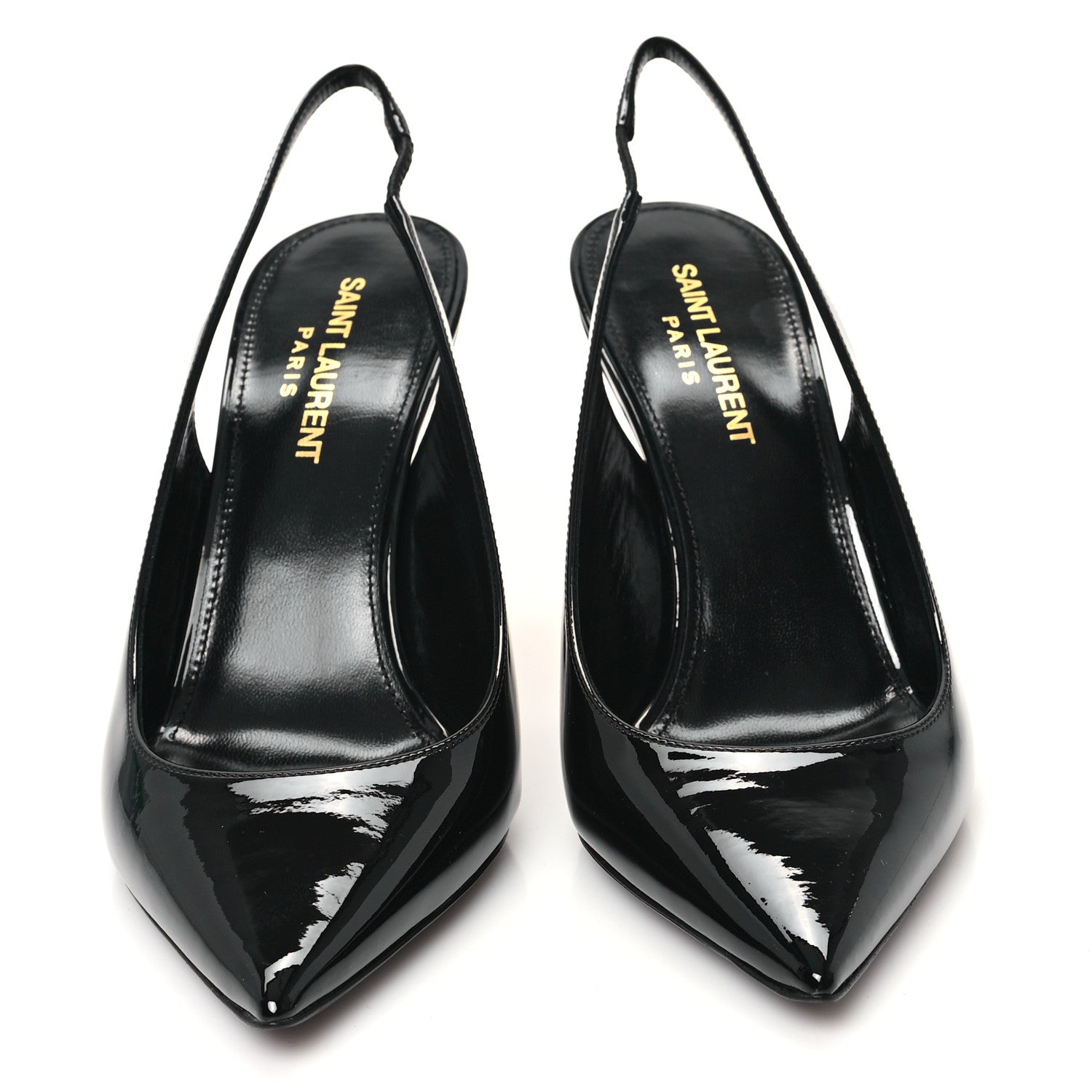 Saint Laurent Patent Opyum 85 Slingback Pumps 36 Black Gold 3 of 10