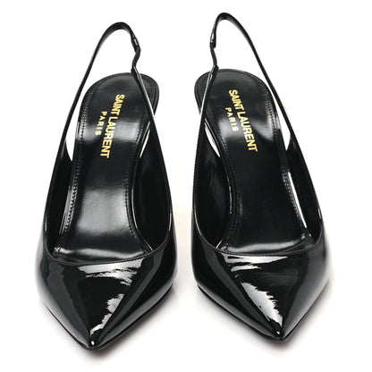 Saint Laurent Patent Opyum 85 Slingback Pumps 36 Black Gold 3 of 10