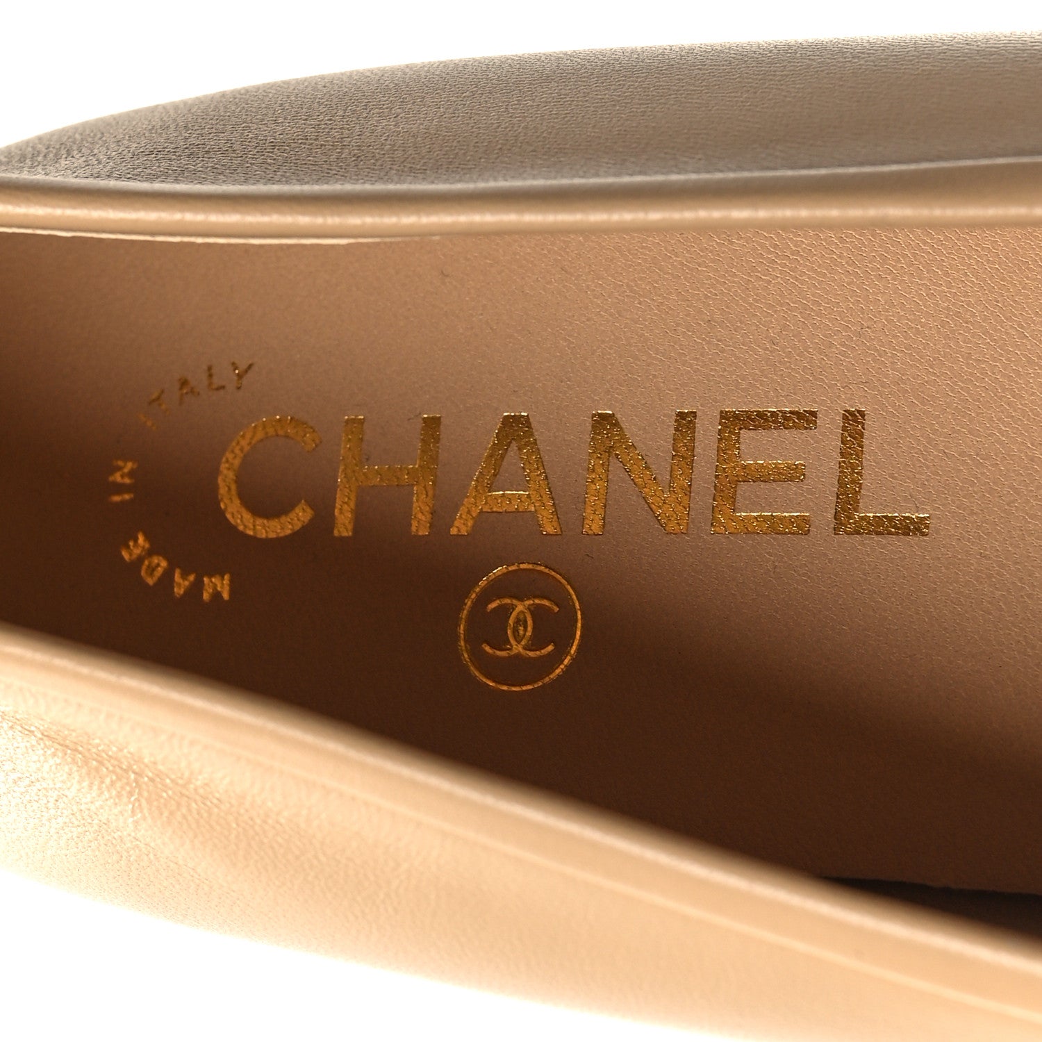 Chanel Lambskin Grosgrain Cap Toe Pearl CC Ballerina Flats 40 Beige Black 8 of 9