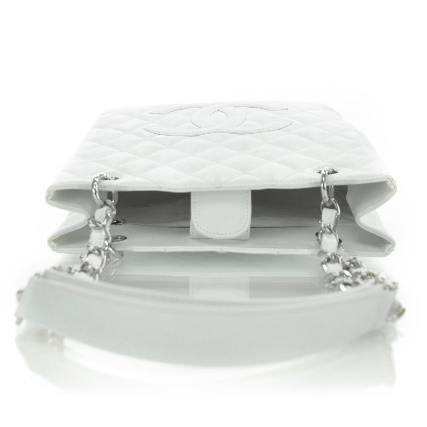 Chanel Caviar Petit Shopping Tote PST White 5 of 11