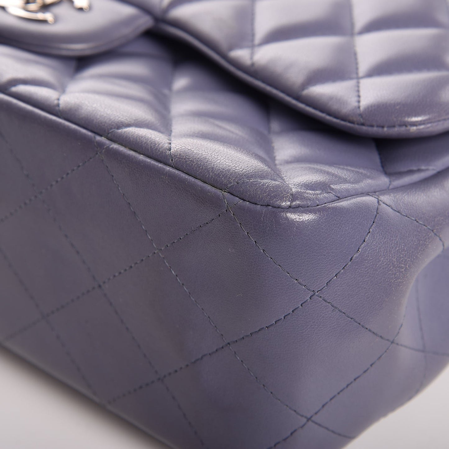 Lambskin Quilted Jumbo Double Flap Light Purple