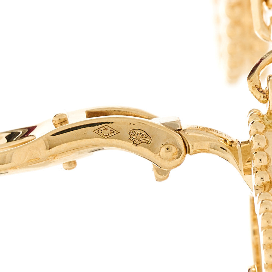 18K Yellow Gold Mother of Pearl 2 Motifs Magic Alhambra Earrings