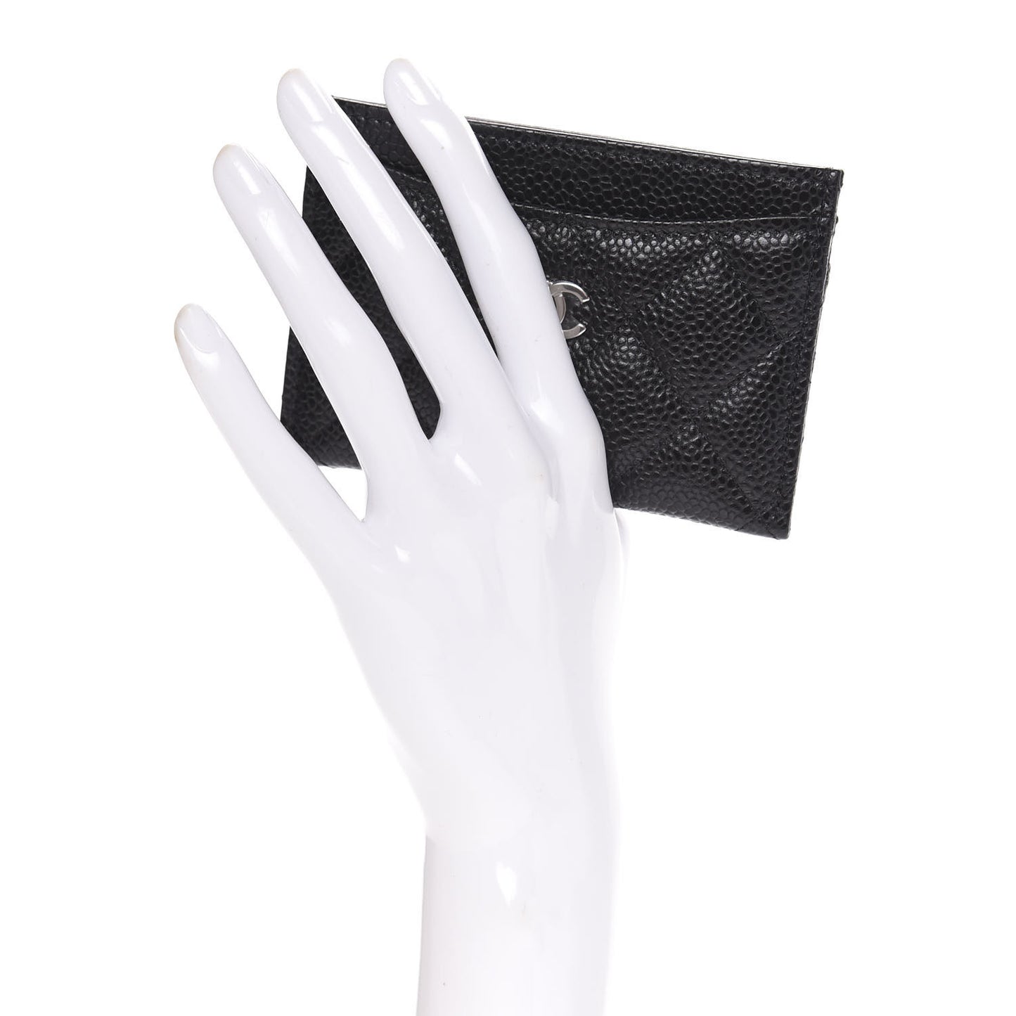 Caviar Quilted Card Holder Black