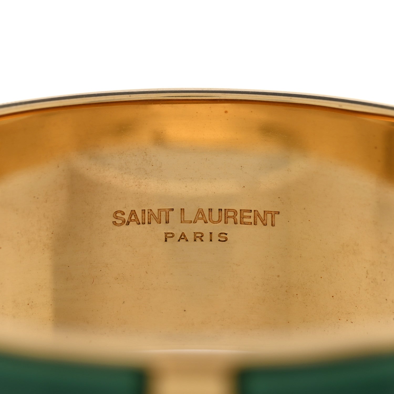 Saint Laurent Metal Resin Bangle Bracelet Gold Green 4 of 4