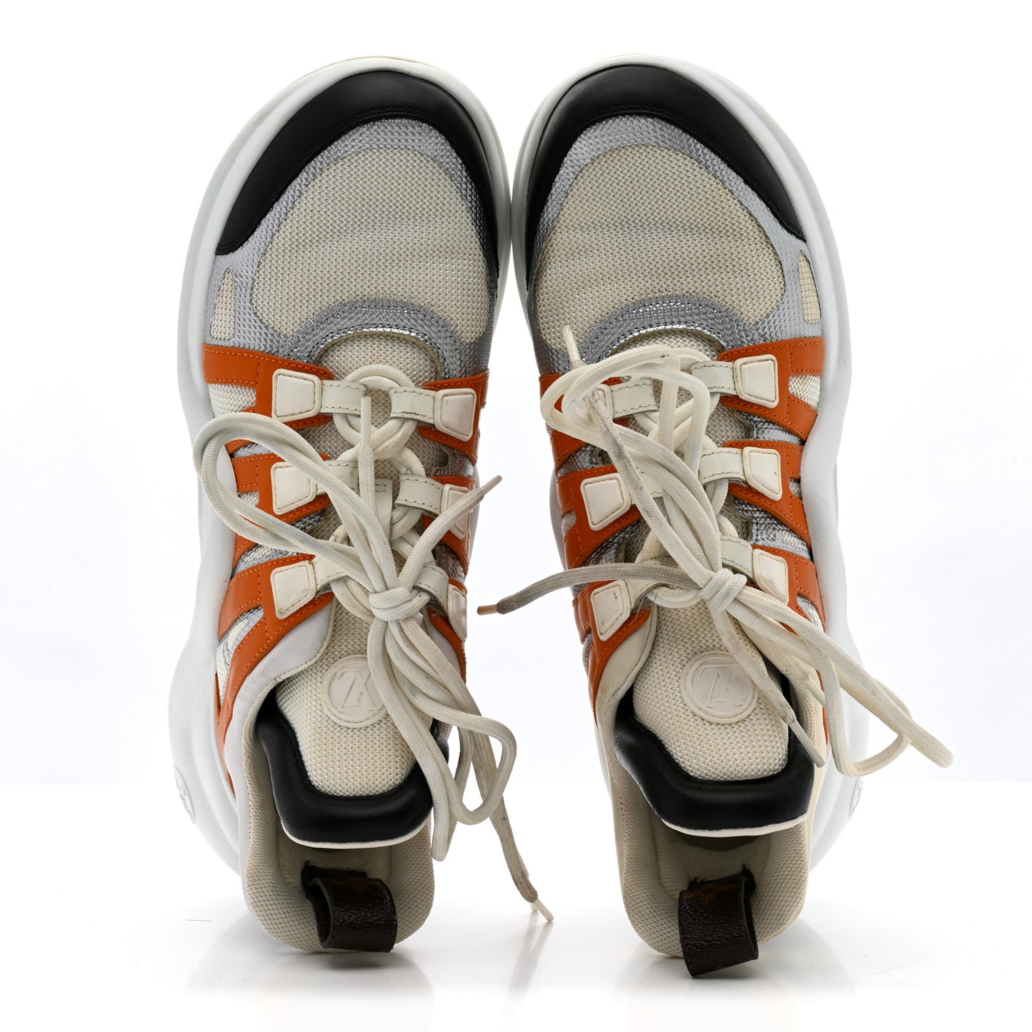 Calfskin Technical Nylon LV Archlight Sneaker 38.5 White Orange