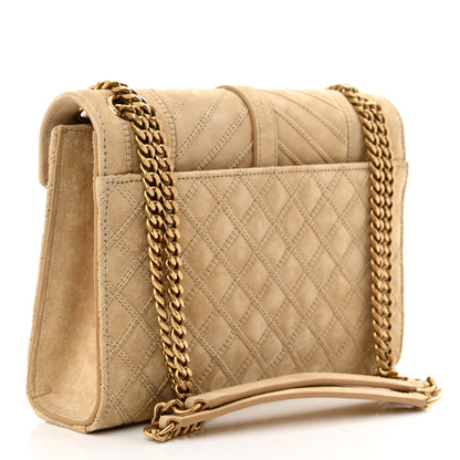 Saint Laurent Suede Mixed Matelasse Triquilt Medium Monogram Envelope Satchel Sea Salt 3 of 10
