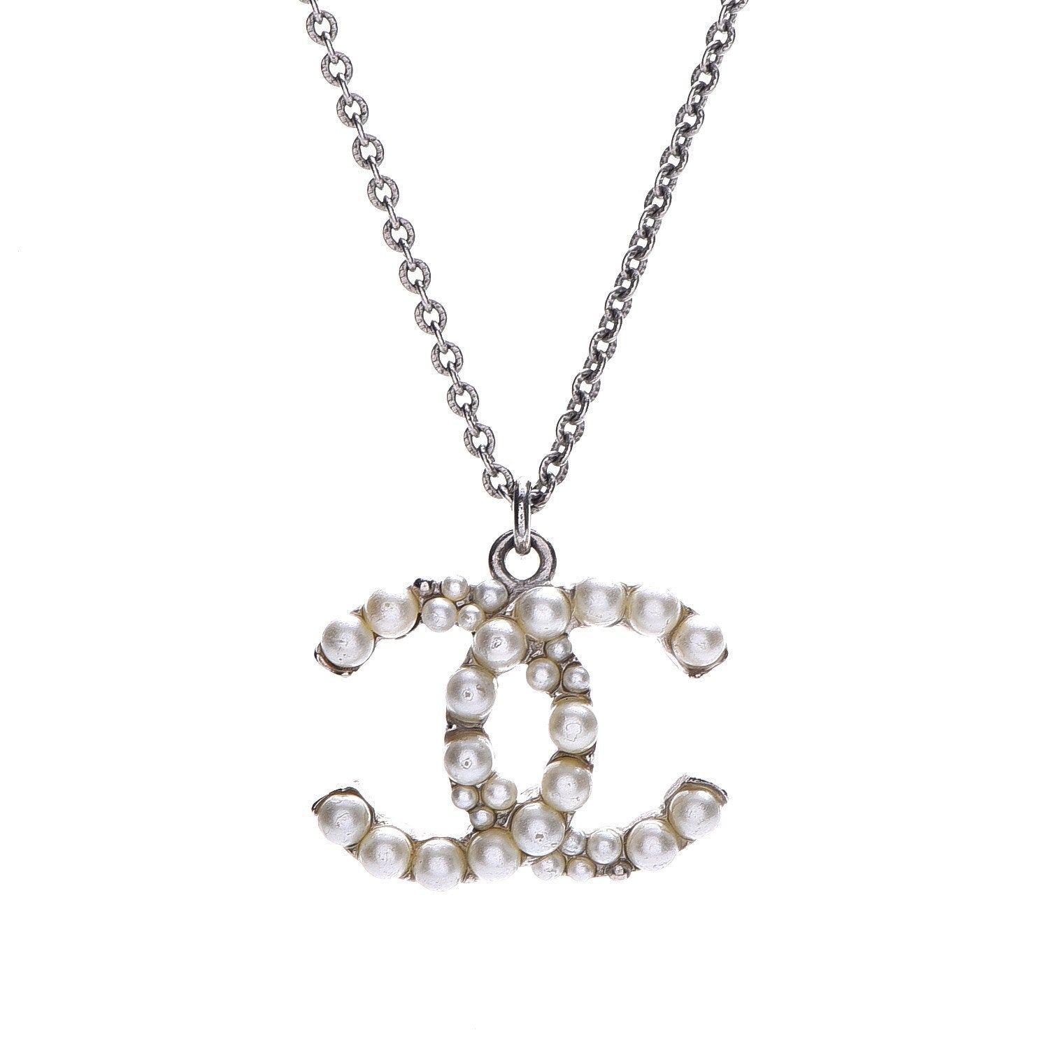 Chanel Pearl CC Chain Necklace Silver 4 of 6