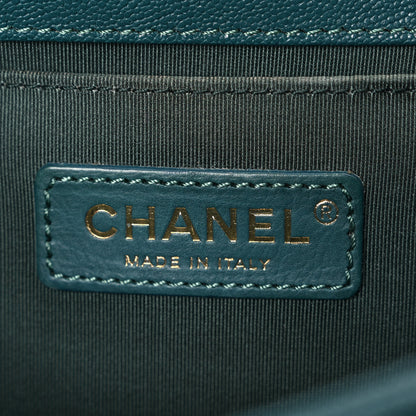 Chanel Caviar Quilted Medium Boy Flap Dark Green 6 of 10