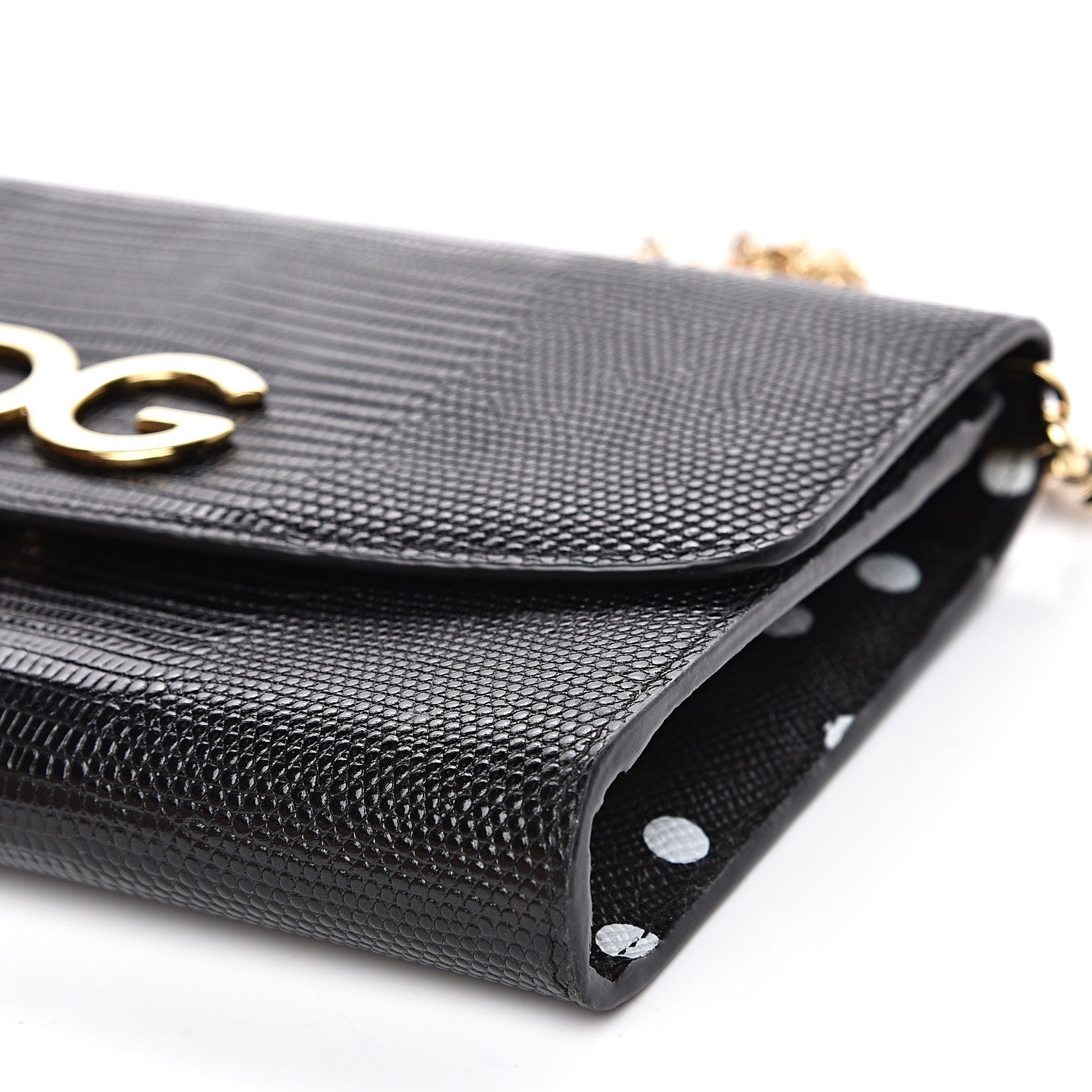 Dolce & Gabbana Lizard Effect Wallet On Chain Black 8 of 12