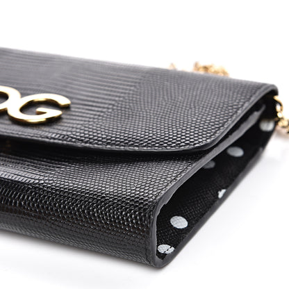Dolce & Gabbana Lizard Effect Wallet On Chain Black 8 of 12