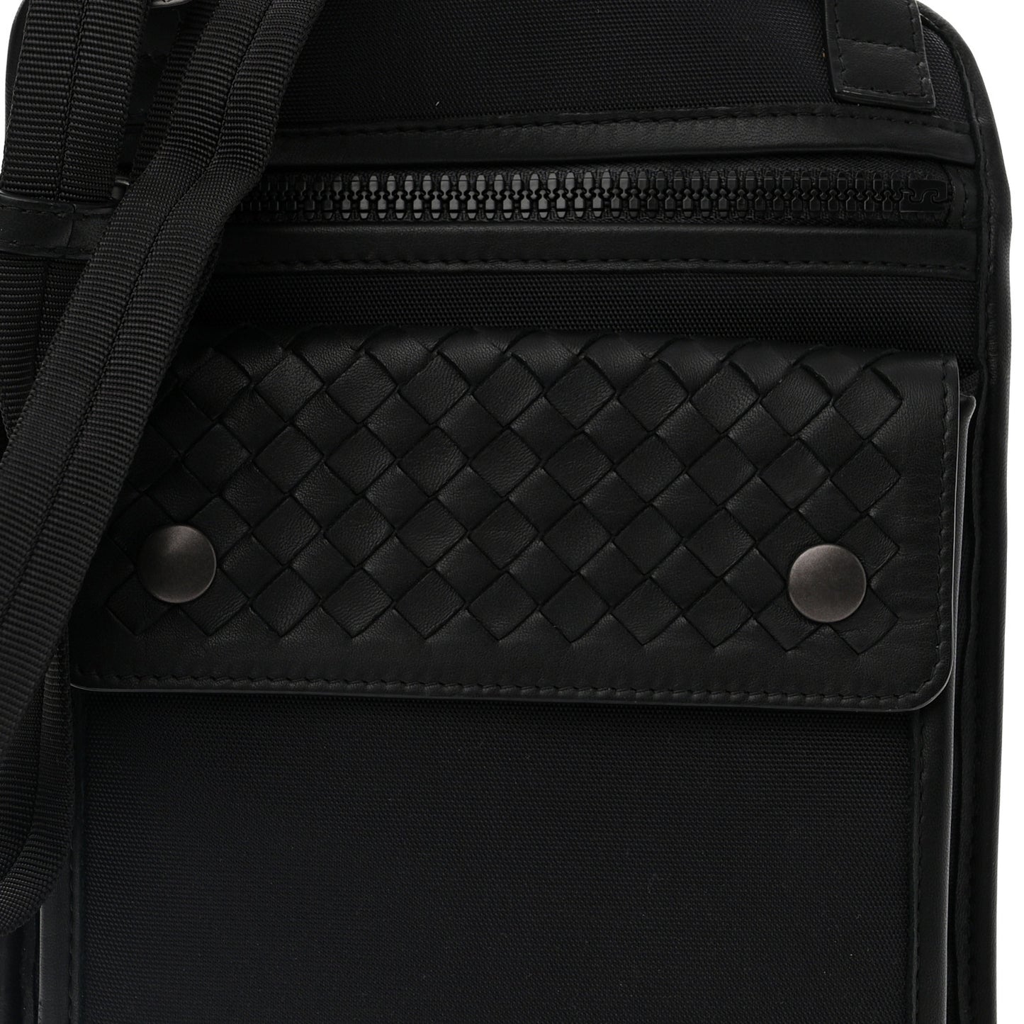 Nappa Intrecciato Nylon High Tech Crossbody Pouch Black