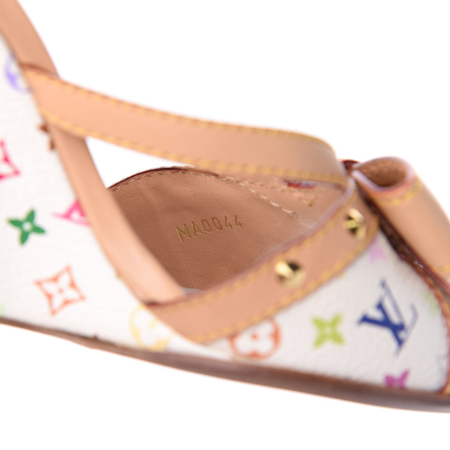 Louis Vuitton Monogram Multicolor Bow Wedge Sandals 37 White