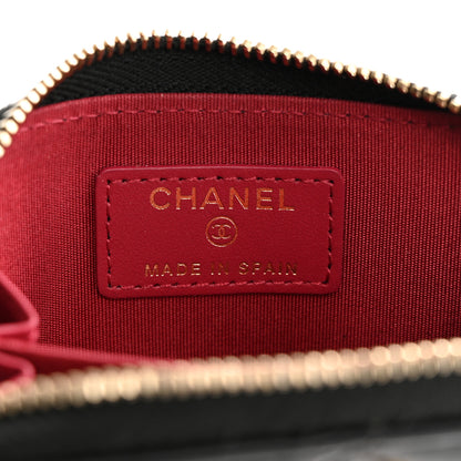 Chanel Lambskin Quilted Chanel 19 Zip Around Coin Purse Wallet Black 6 of 9
