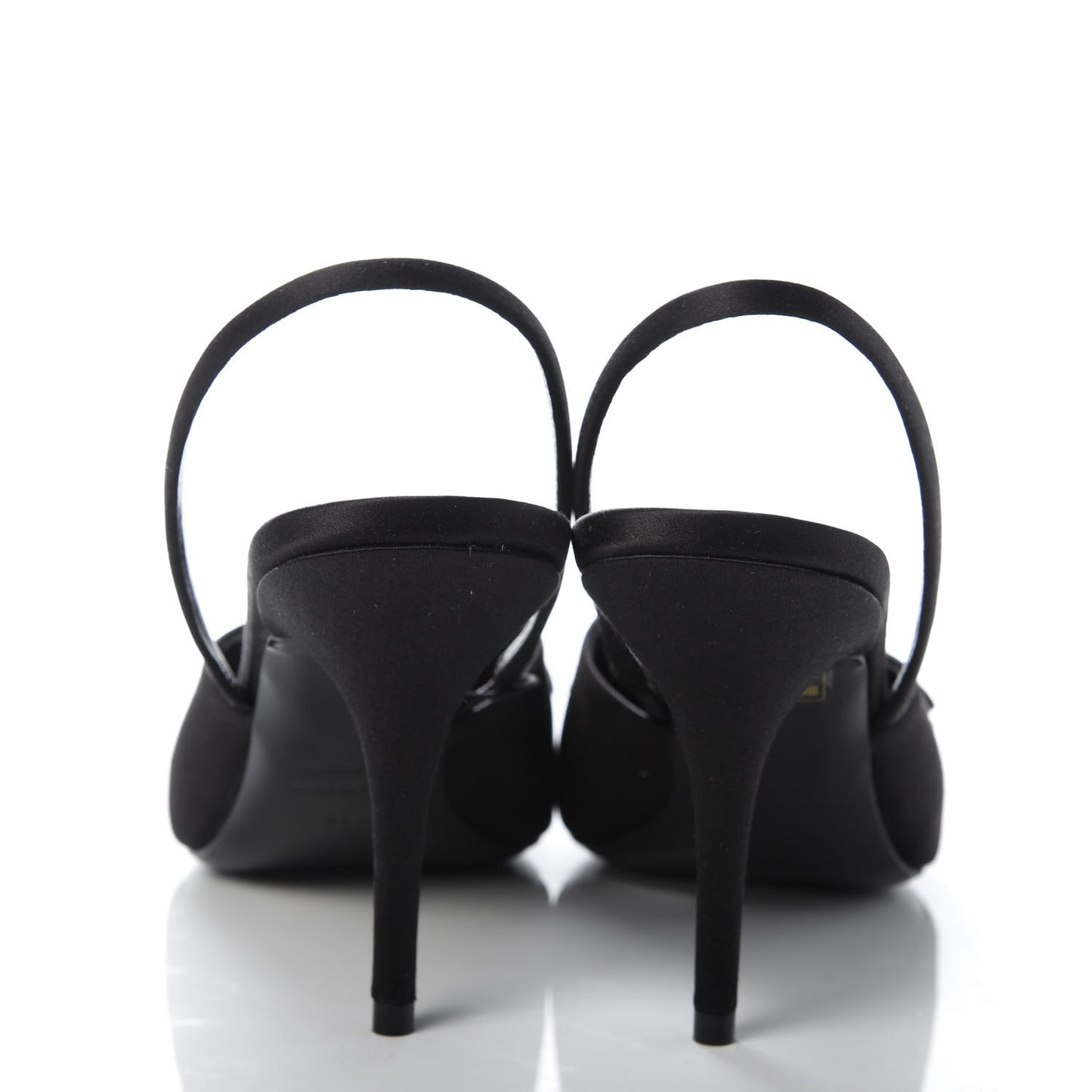 Satin Pointed Toe Knife Slingback Mules 41 Black