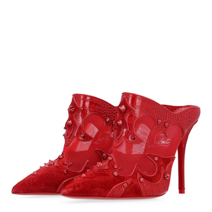 Christian Louboutin Embossed Alligator Veau Velours Mesh Studded Mulatiag 100 Pumps 37 Loubi 4 of 9