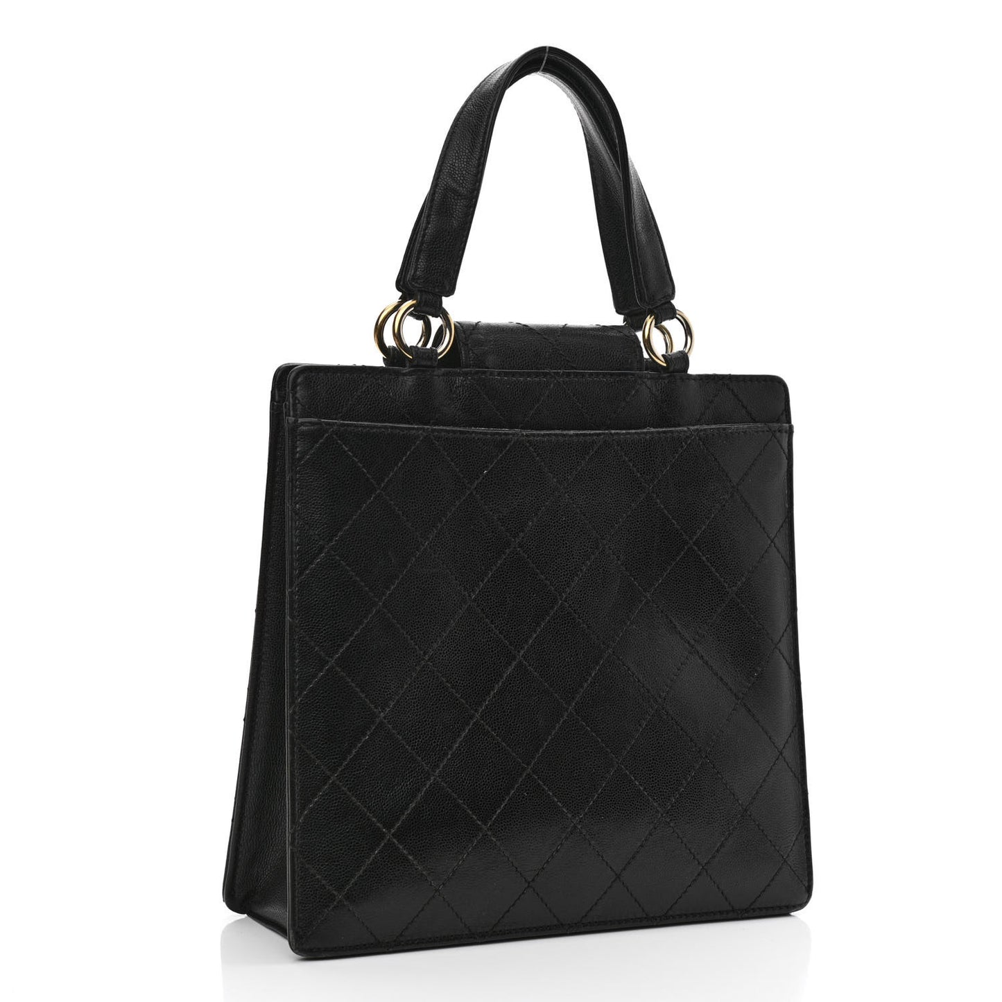 Caviar Quilted Top Handle Bag Black