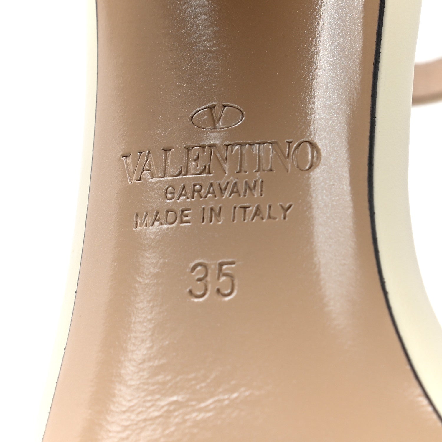Valentino Garavani Pebbled Calfskin Rockstud Ankle Strap 5/105mm Sandals 35 Light Ivory 6 of 8