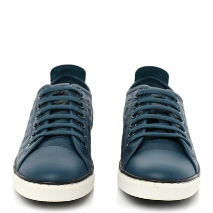 Louis Vuitton Calfskin Embossed Monogram Punchy Sneakers 38.5 Blue 2 of 11