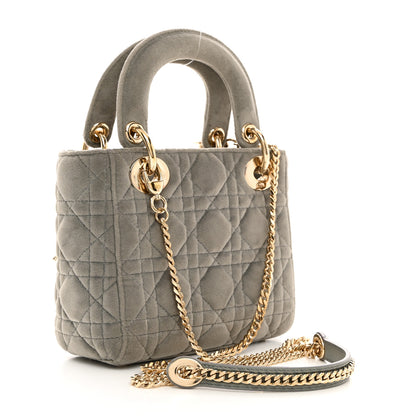 Christian Dior Velvet Mini Lady Dior Gray 3 of 11