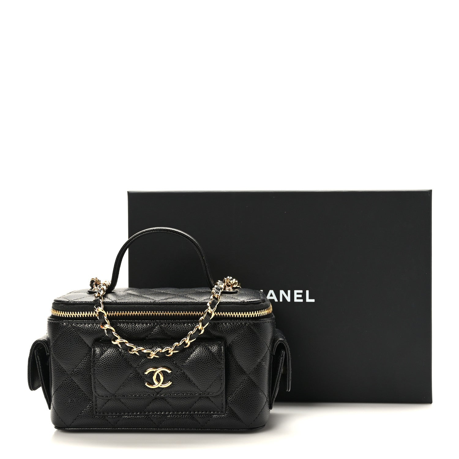 Chanel Caviar Quilted Polly Pocket East West Top Vanity With Chain Black 11 of 11