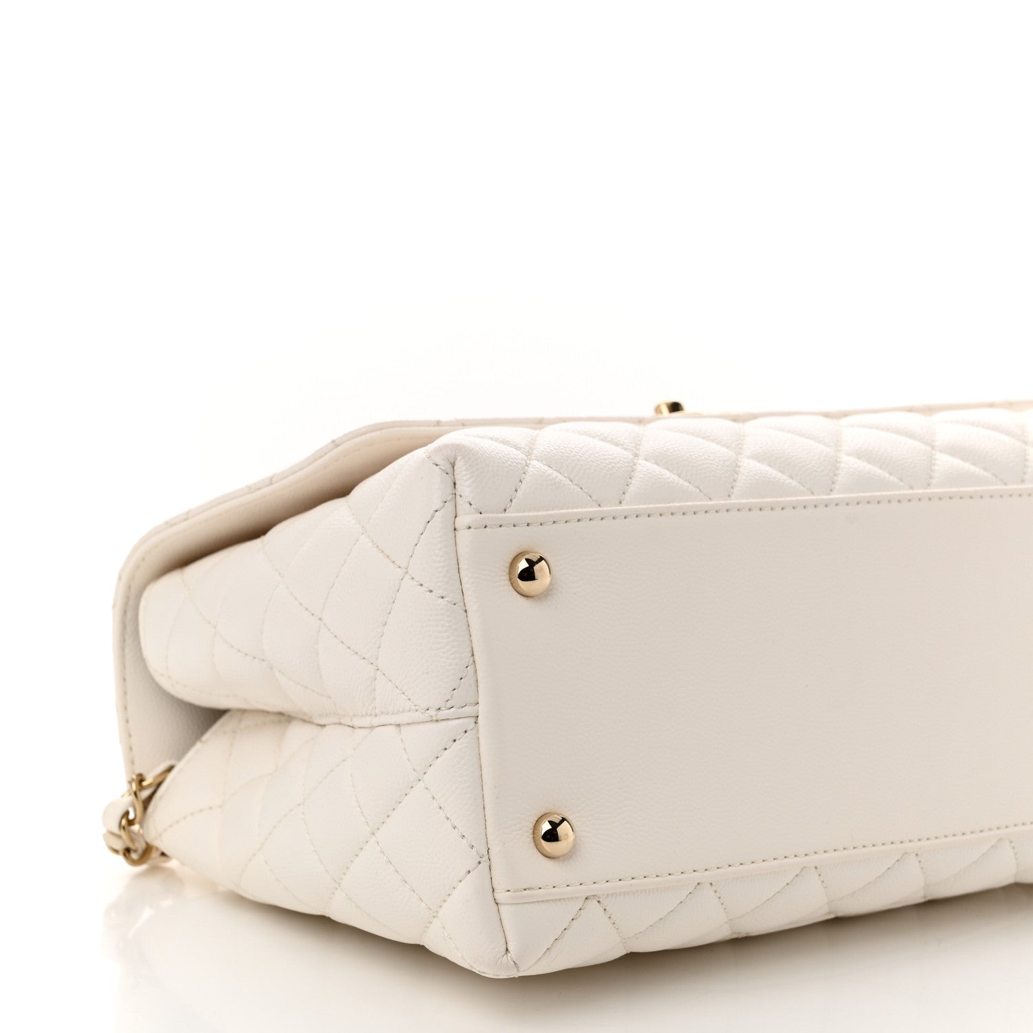 Chanel Caviar Quilted Small Coco Handle Flap White 9 of 11