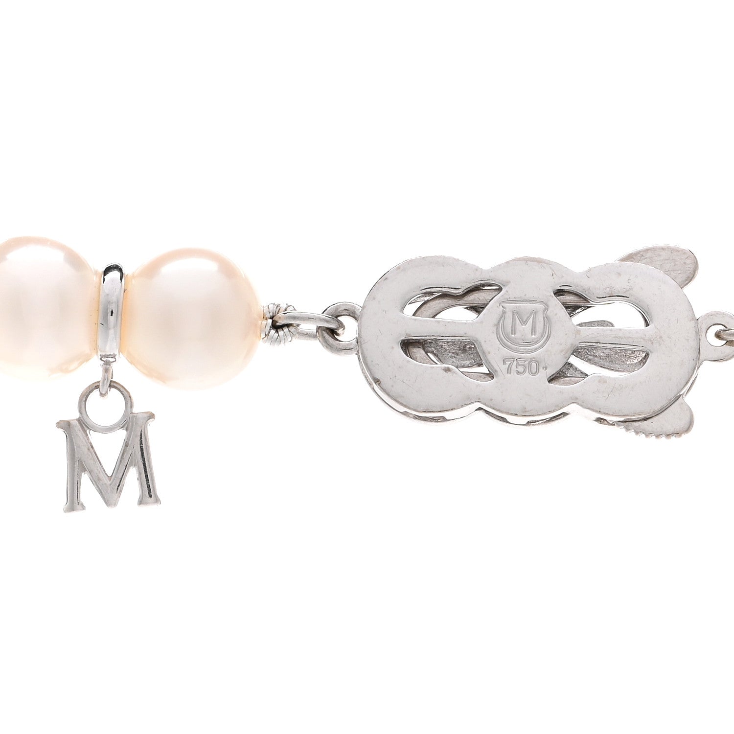 Mikimoto 18K White Gold Diamond Akoya Pearl 7-9mm Graduated Strand Rondelle Necklace 4 of 4