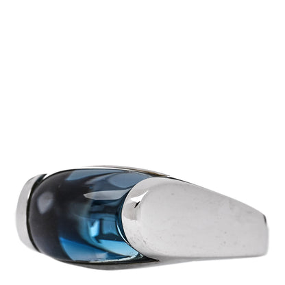 Bulgari 18K White Gold Blue Topaz Tronchetto Ring 54 7 3 of 6