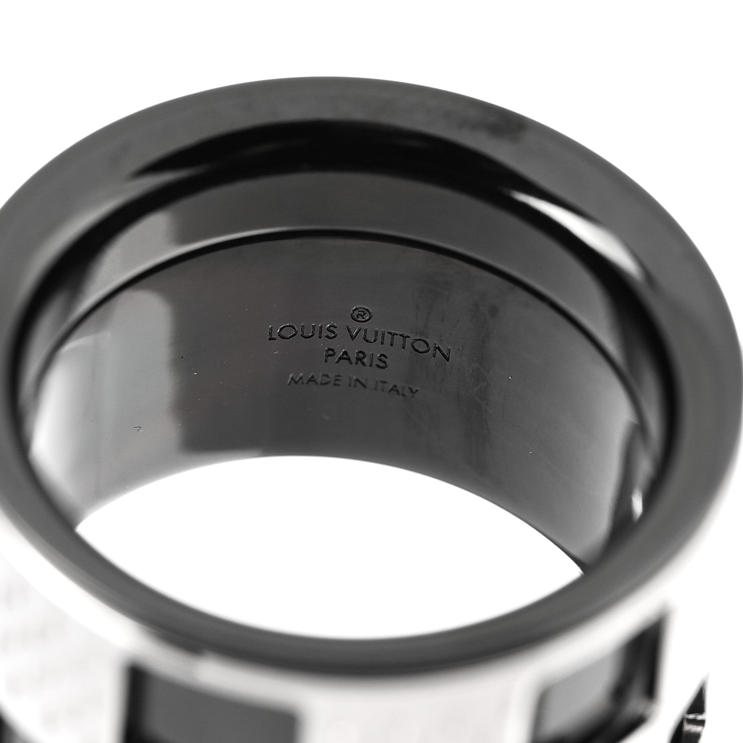 Louis Vuitton Damier Perfore Ring M Silver Black 4 of 4