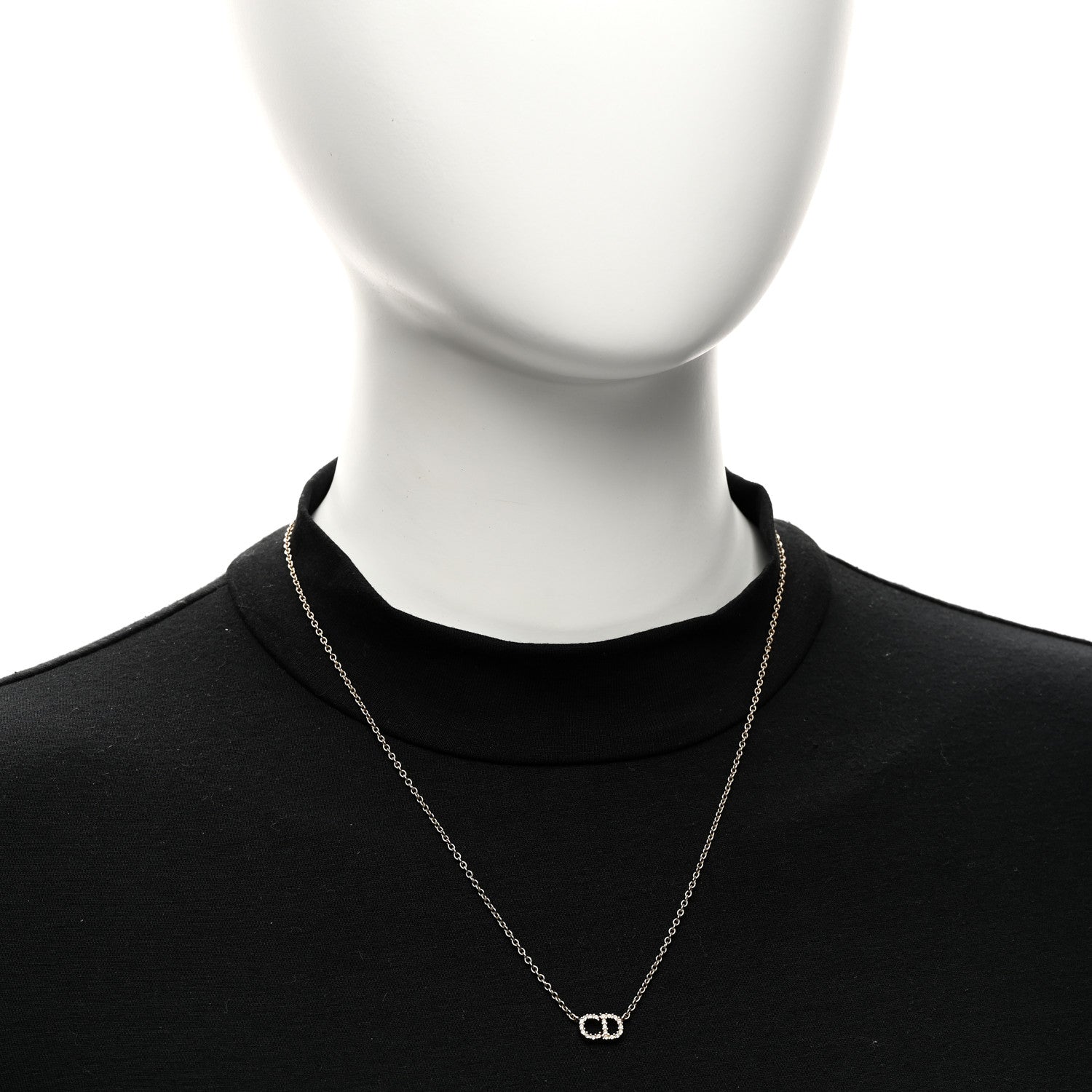 Christian Dior Metal Crystal CD Necklace Gold 2 of 5