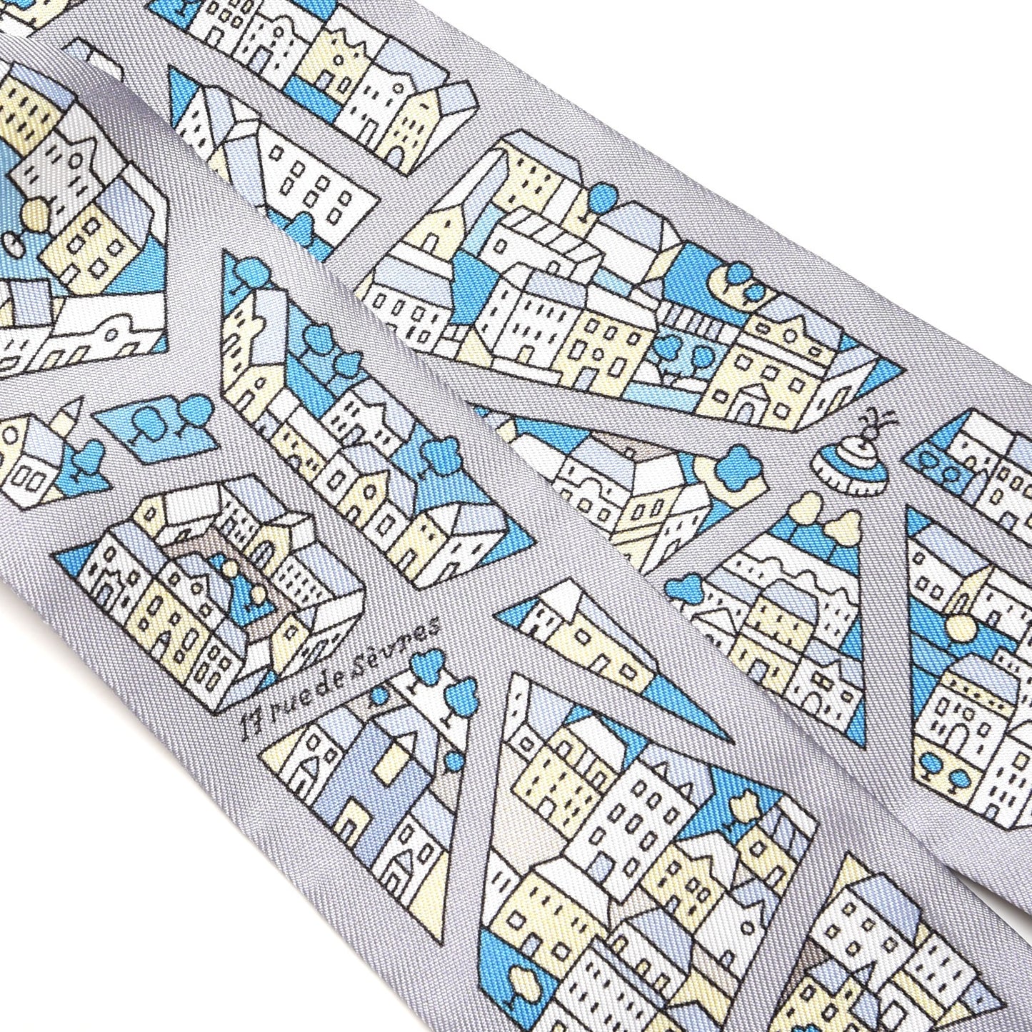 Silk Rire Droite Rive Gauche Twilly Gris Perle Bleu Jaune Pale