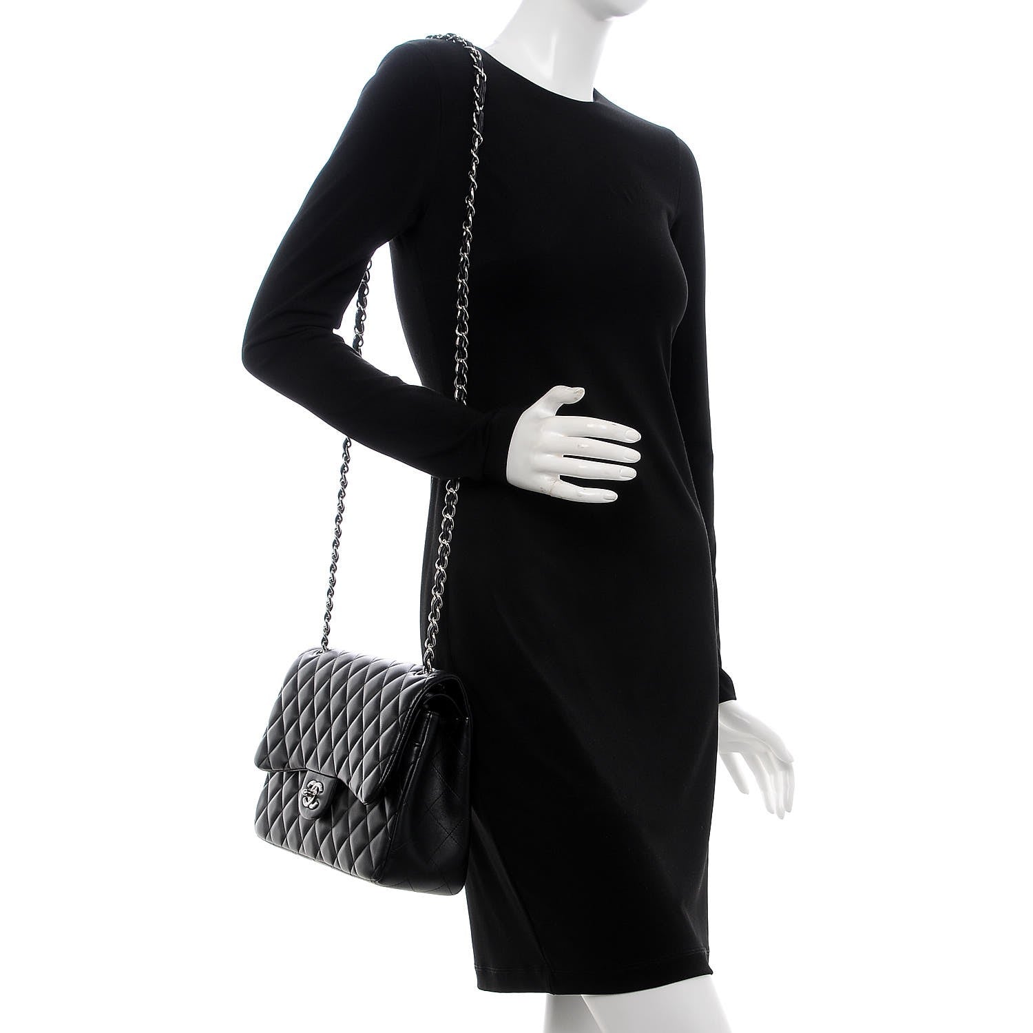 Chanel Lambskin Quilted Jumbo Double Flap Black 2 of 12