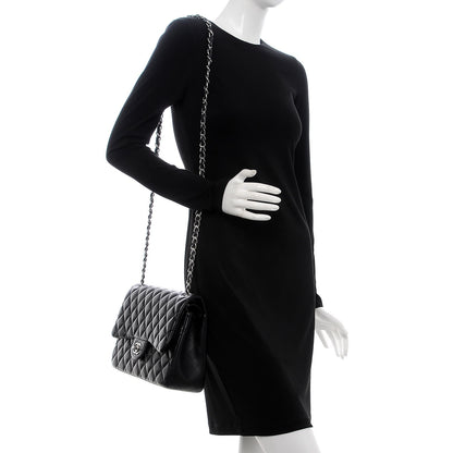 Chanel Lambskin Quilted Jumbo Double Flap Black 2 of 12