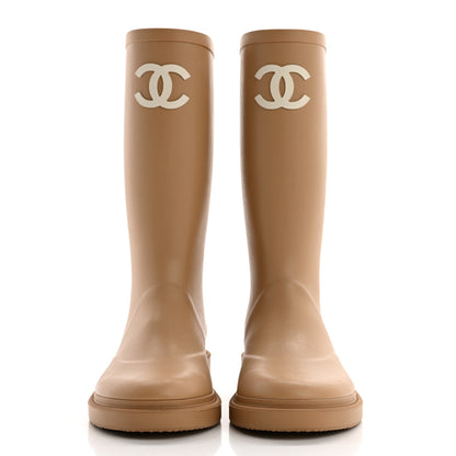 Chanel Caoutchouk CC High Boots 37 Beige 2 of 9