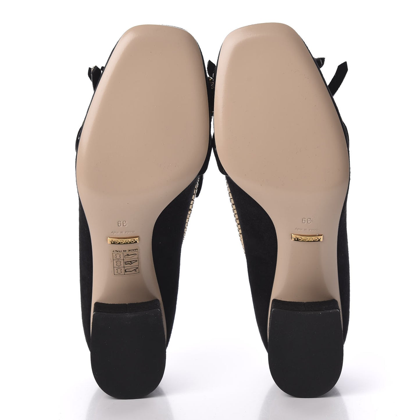 Kid Scamosciato Crystal GG Marmont Fringe 50mm Loafer Pumps 39 Black