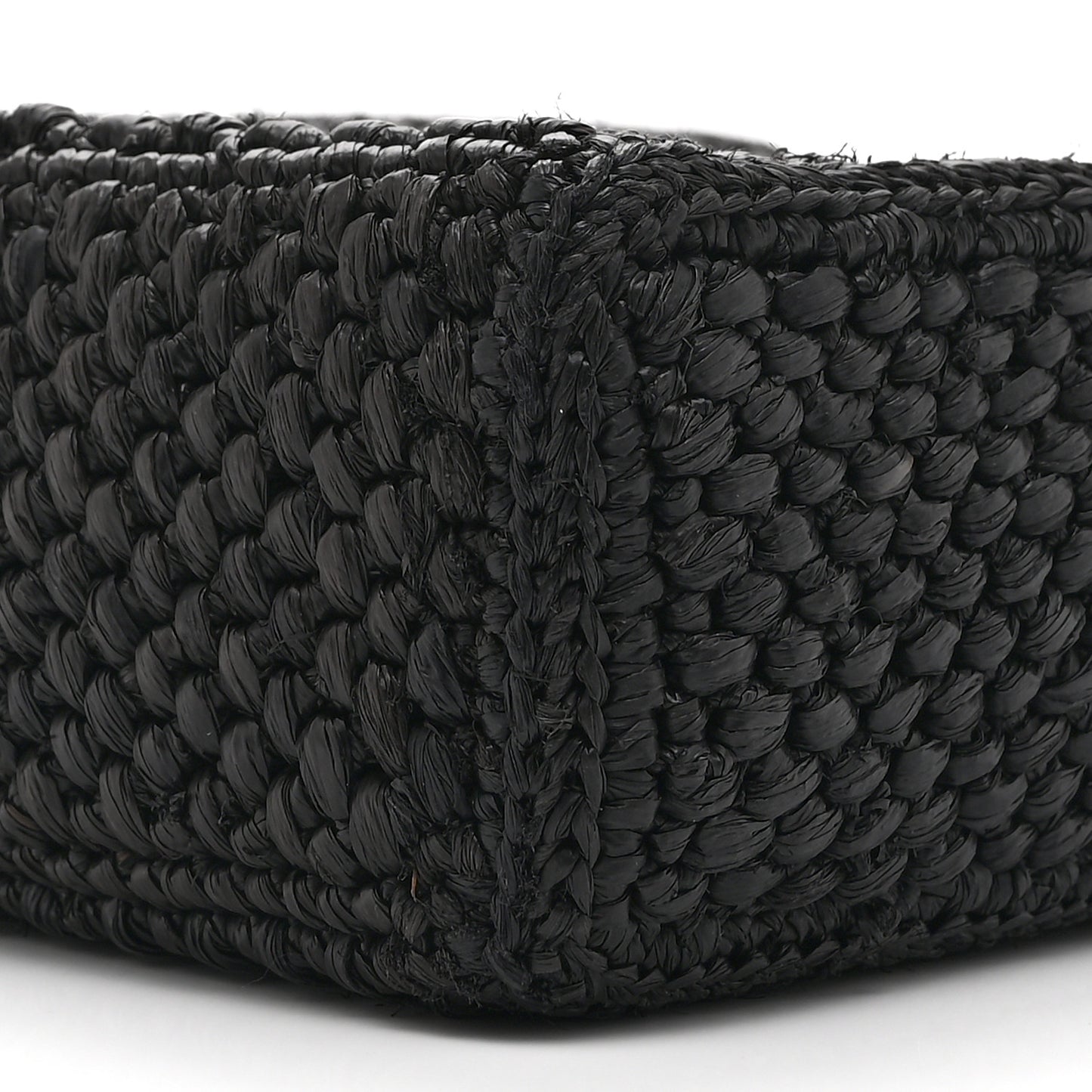 Raffia Calfskin Standard A5 Tote Bag Black White