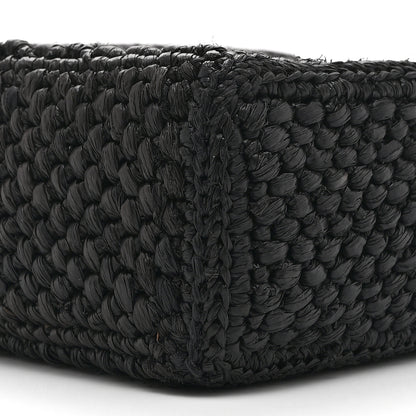Loewe Raffia Calfskin Standard A5 Tote Bag Black White 9 of 9