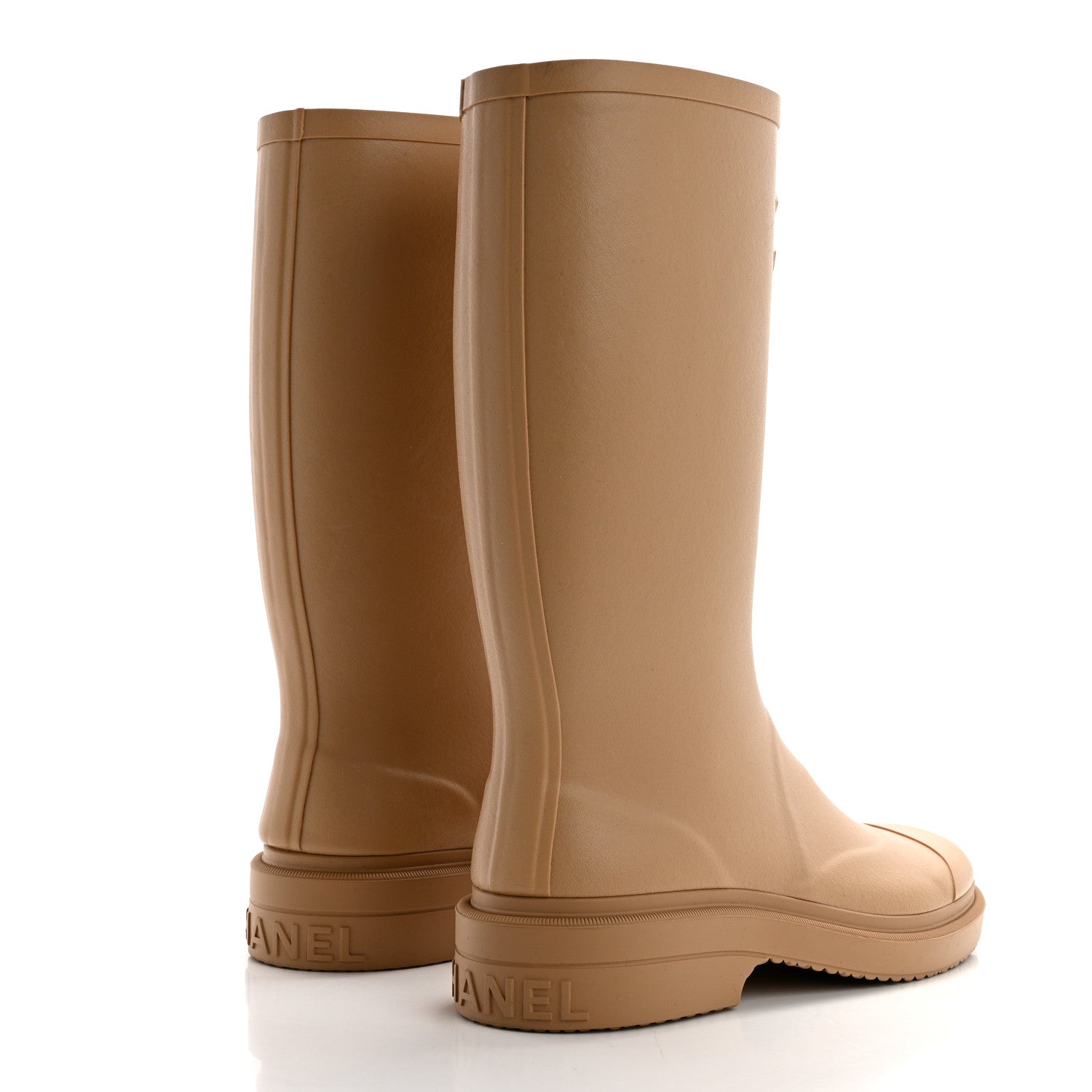 Chanel Caoutchouk CC High Boots 37 Beige 4 of 9
