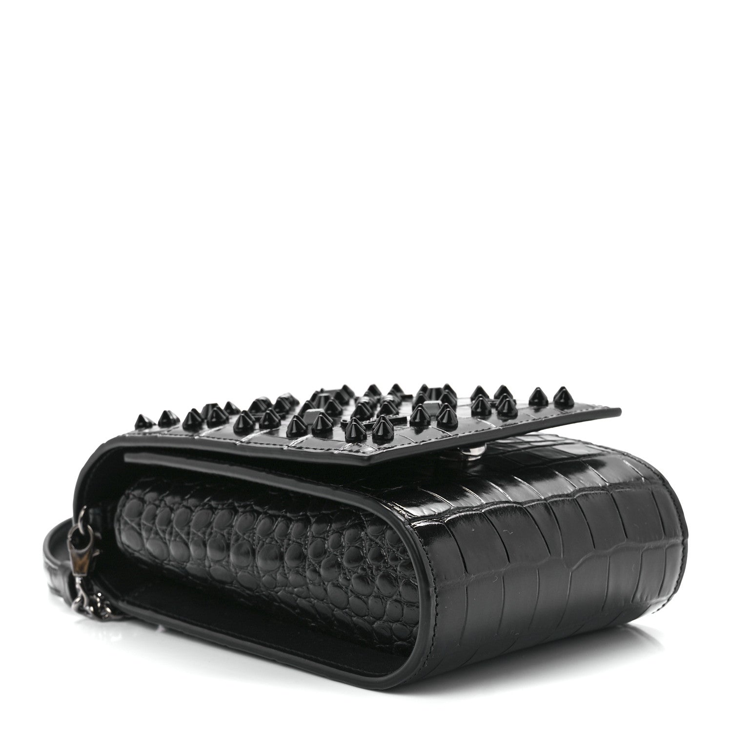 Christian Louboutin Crocodile Embossed Calfskin Spikes Loubinthesky Paloma Crossbody Phone Case Black 4 of 10