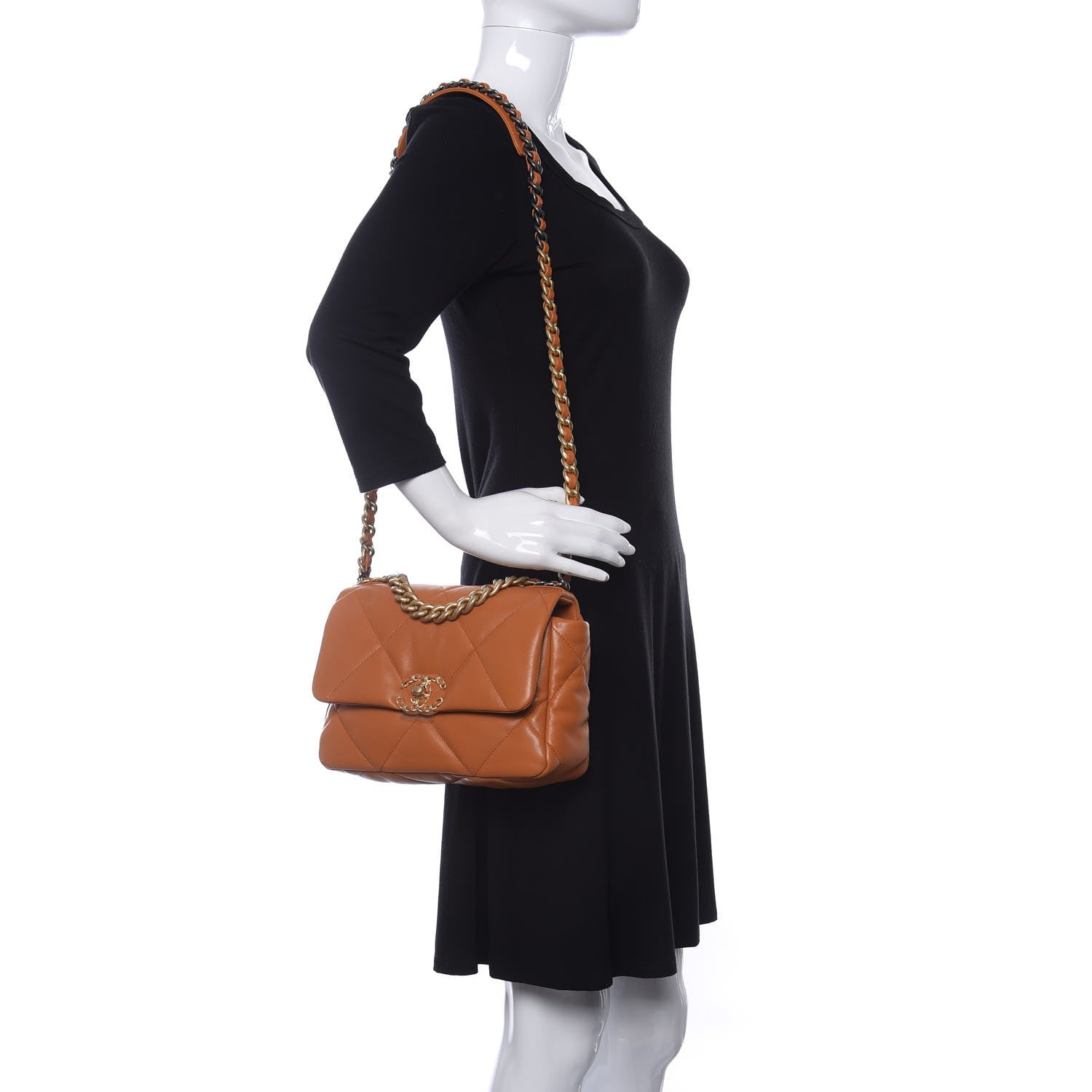 Chanel Lambskin Quilted Medium Chanel 19 Flap Light Brown 2 of 10