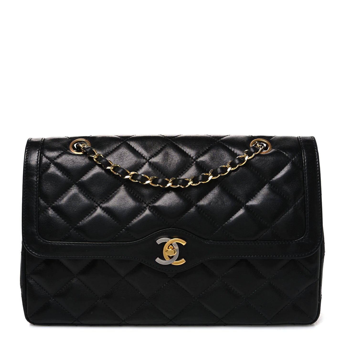 Lambskin Medium Double Flap Black