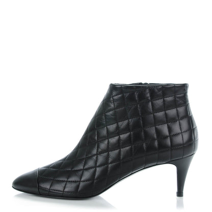 Chanel Calfskin Quilted Cap Toe Short Boots 41 Black 1 of 8