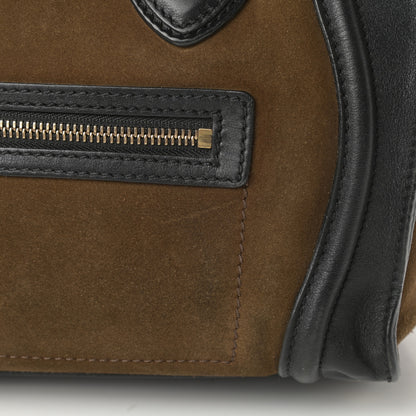 Celine Smooth Calfskin Suede Micro Luggage Olive 18 of 19