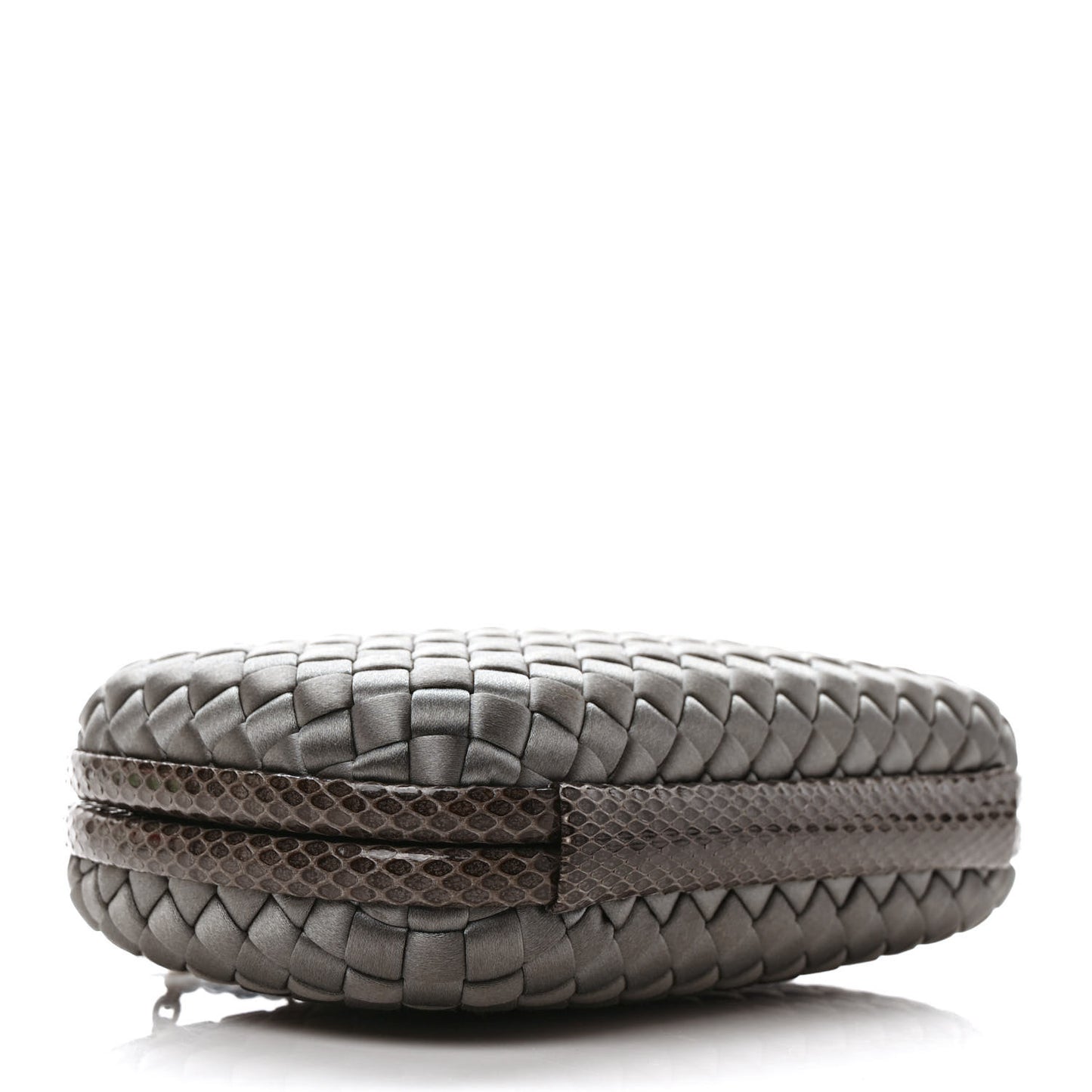 Satin Ayers Intrecciato Chain Knot Clutch Grey