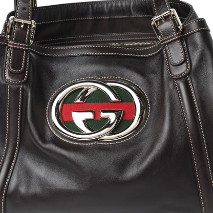 Gucci Calfskin Medium Britt Tote Dark Brown 10 of 11
