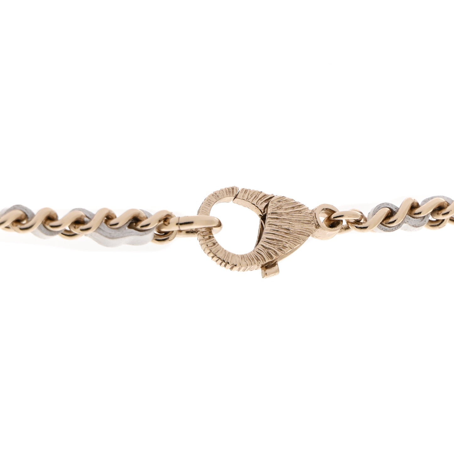 Pearl Crystal Lambskin Chain CC Necklace White Gold