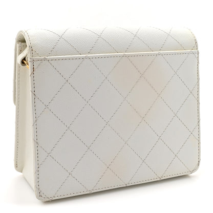 Chanel Caviar Diamond Stitched Square Flap Shoulder Bag White 12 of 15