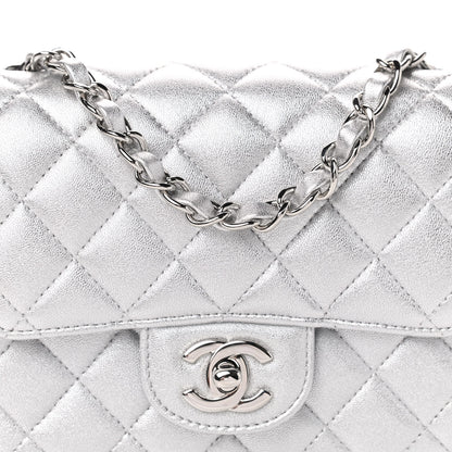 Chanel Metallic Lambskin Quilted Mini Square Flap Silver 8 of 10