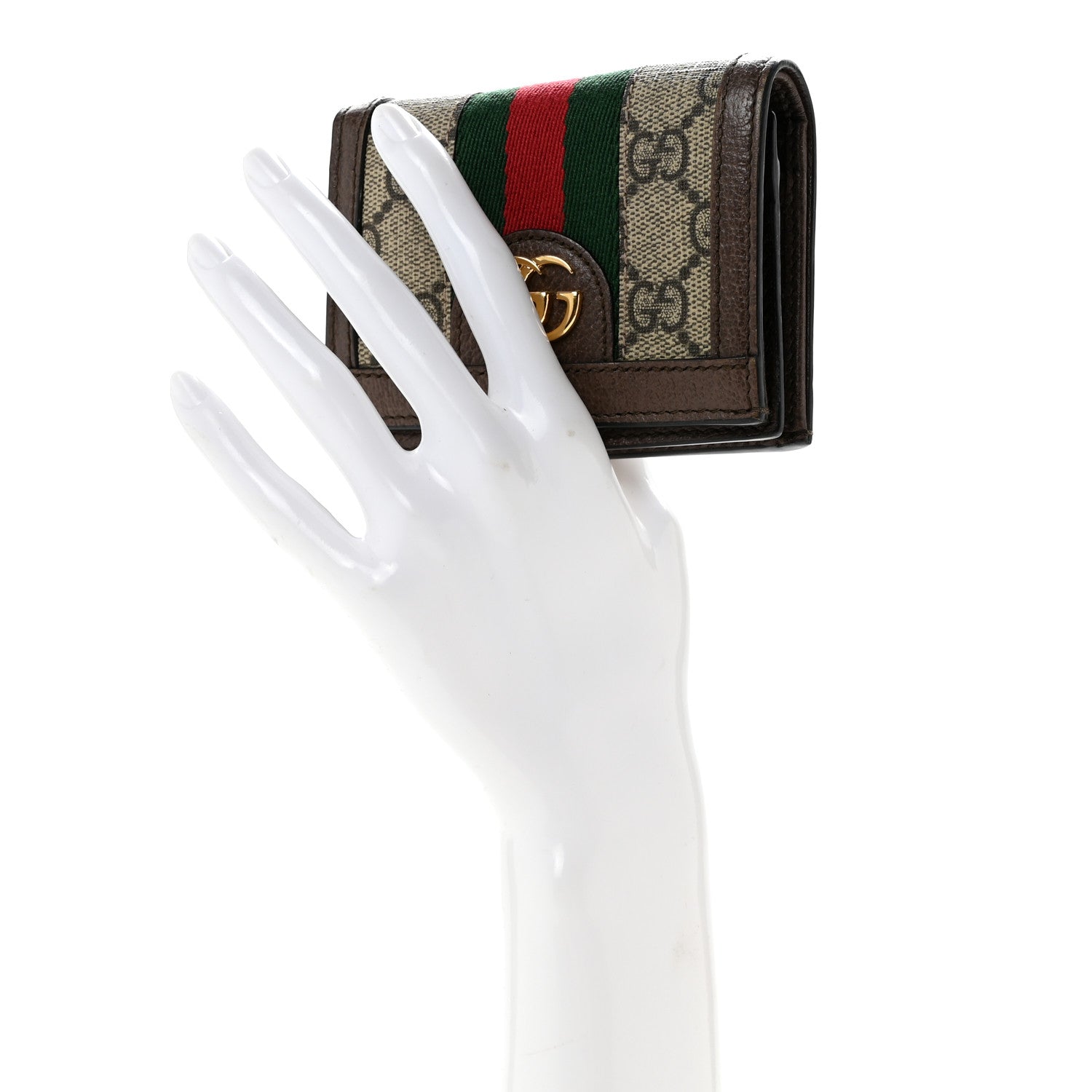 Gucci GG Supreme Monogram Web Ophidia Card Case Beige New Acero 2 of 11