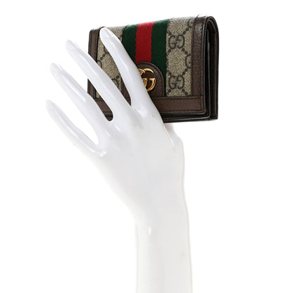 Gucci GG Supreme Monogram Web Ophidia Card Case Beige New Acero 2 of 11